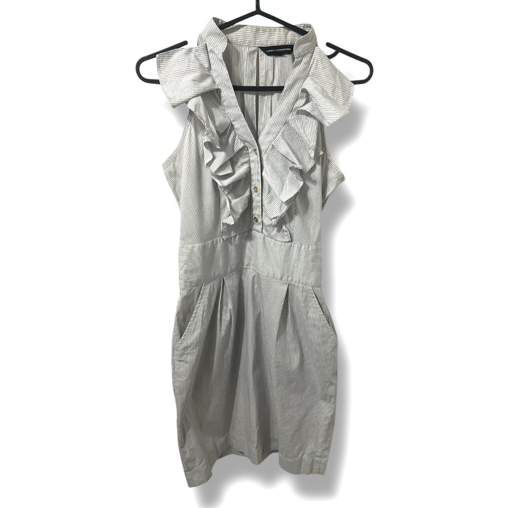 EXPRESS Women’s Striped Fitted Ruffle Sleeveless Midi Dress Sz 0